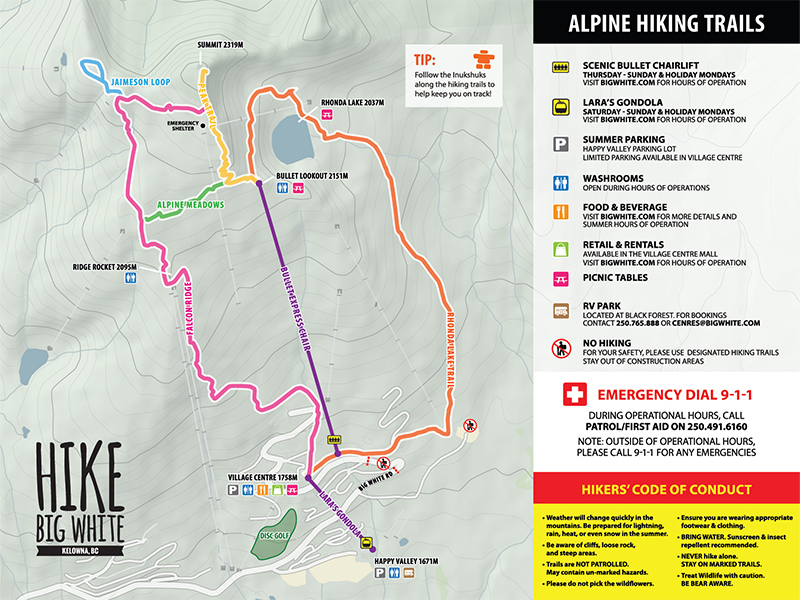 Big White summer hiking map 2022